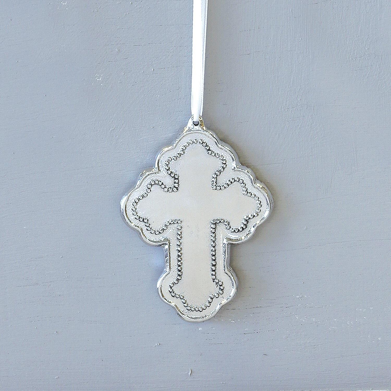 BABY Pearl Cross Ornament