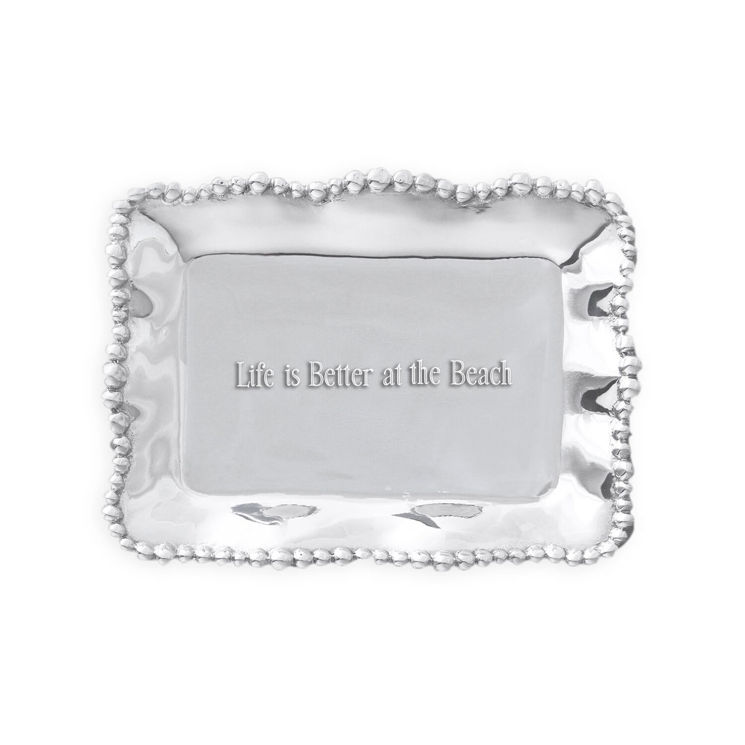 GIFTABLES Organic Pearl Rectangular Engraved Tray &quot;Life is Better at the Beach&quot;