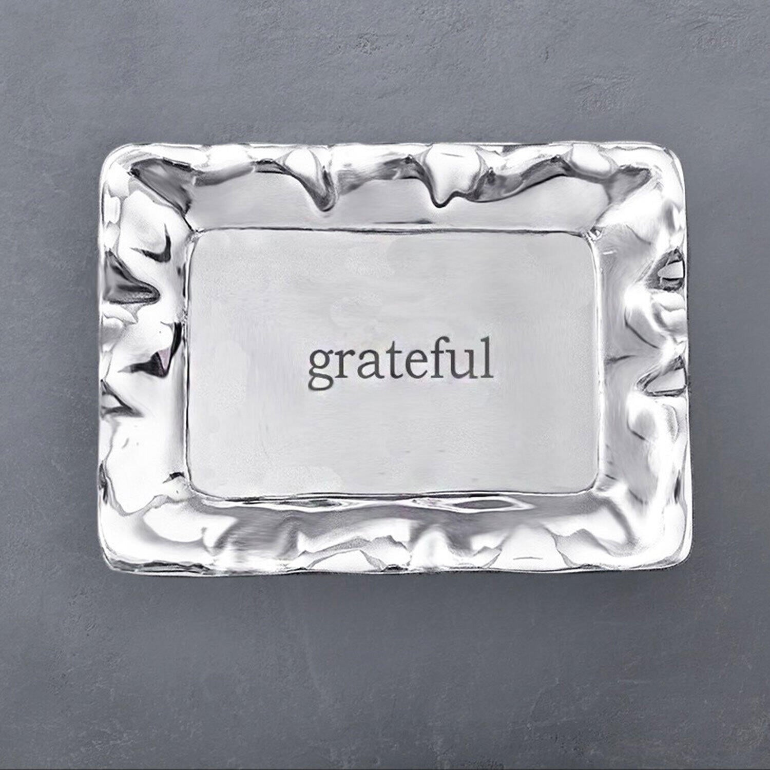 GIFTABLES Vento Rectangular Engraved Tray (&quot;grateful&quot;)