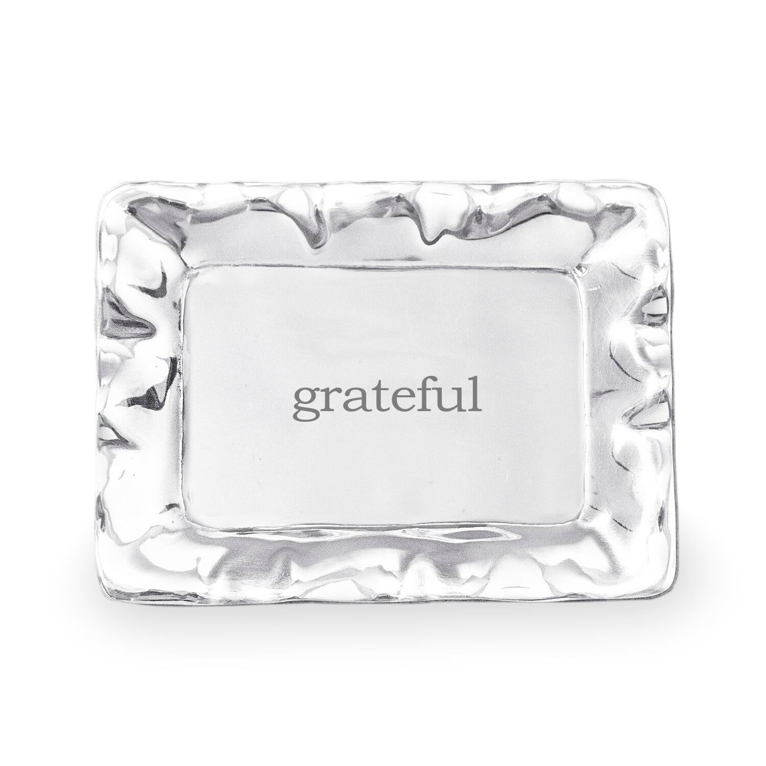 GIFTABLES Vento Rectangular Engraved Tray (&quot;grateful&quot;)