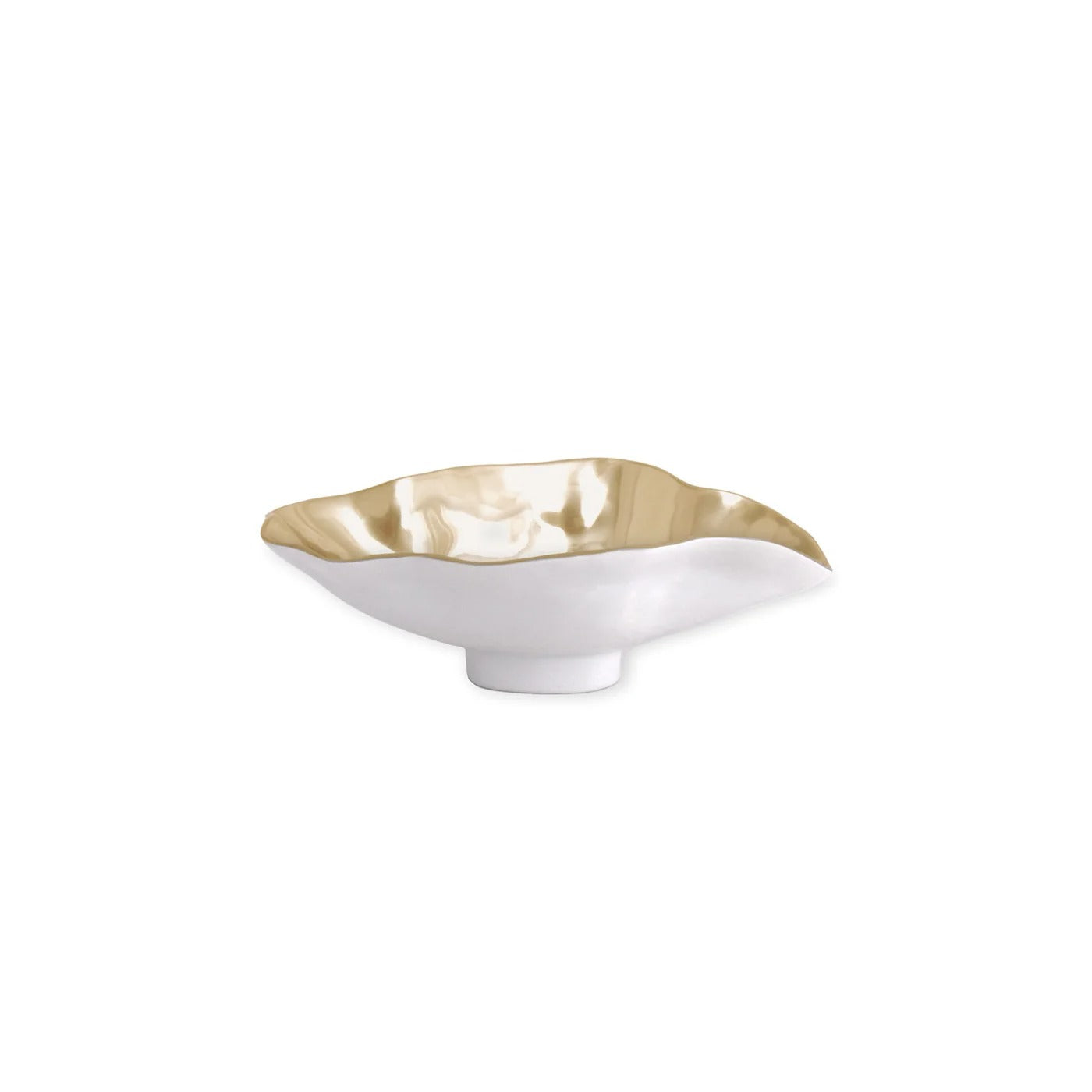 THANNI Maia Small Oval Bowl (White and Gold)
