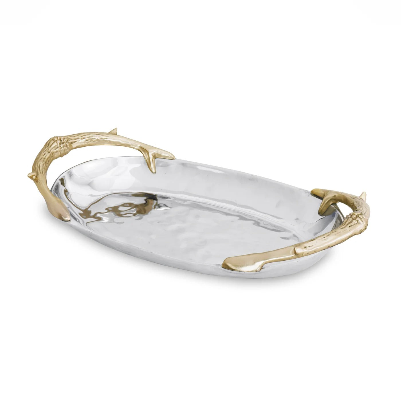 WESTERN Antler Medium Oval Bowl with Gold Handles
