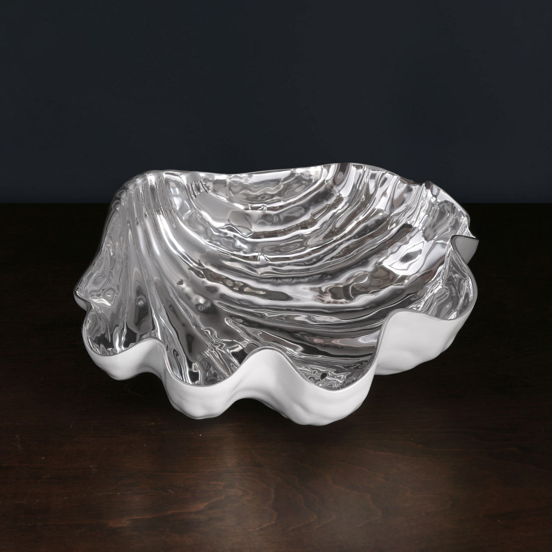 THANNI Shell Large Bowl (White and Silver)