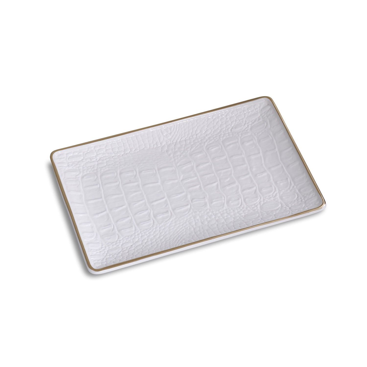 THANNI Croc Small Tray (White and Gold)