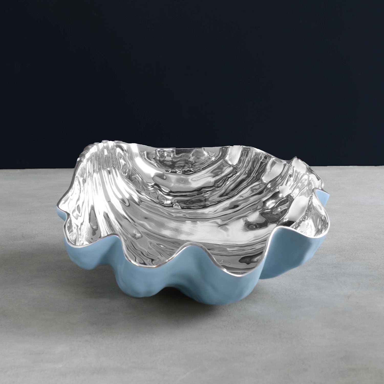 THANNI Shell Large Bowl Blue and Silver