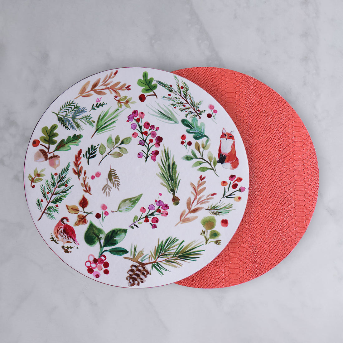 VIDA Happy Christmas Reversible 16" Round Placemat