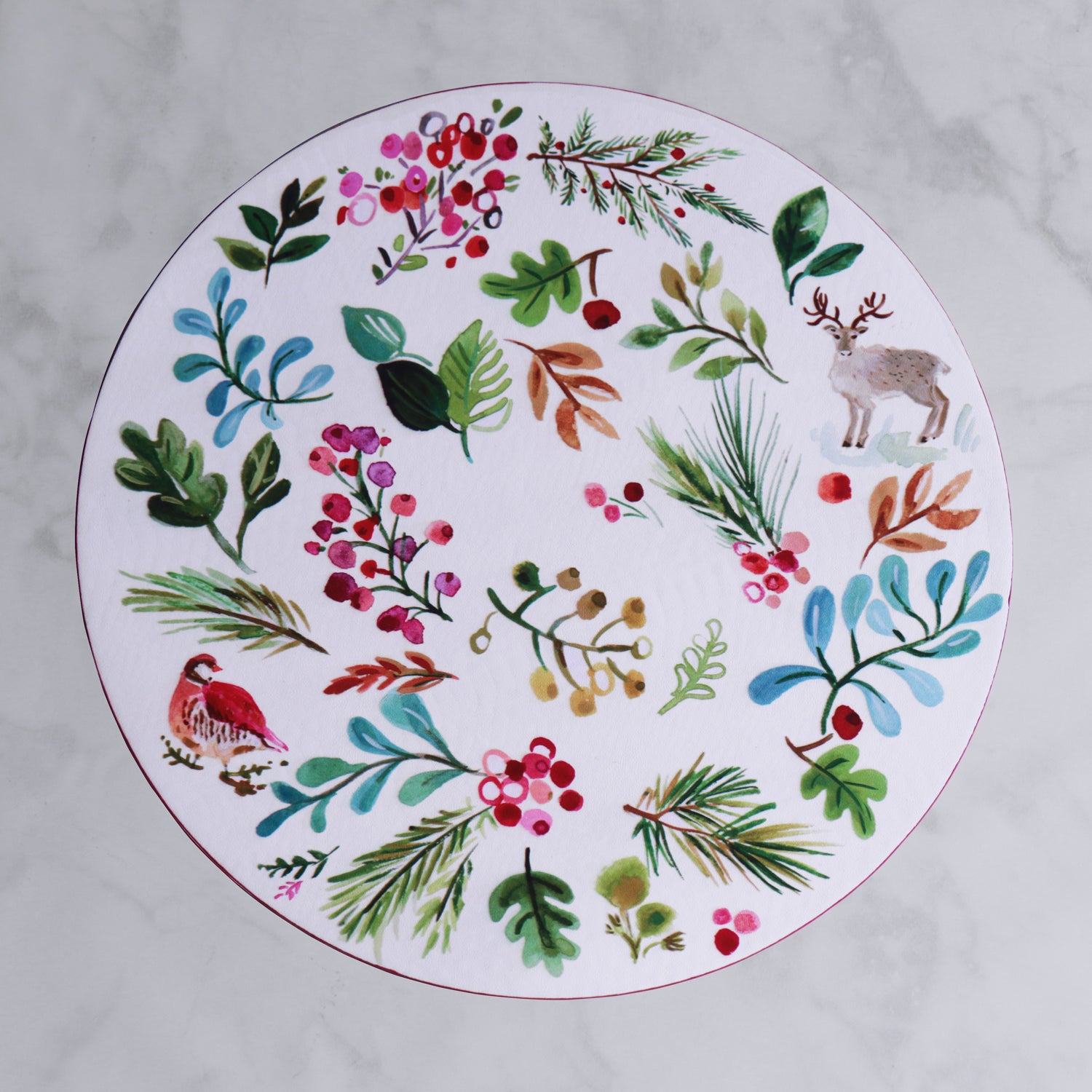 VIDA Happy Christmas Reversible 16&quot; Round Placemat