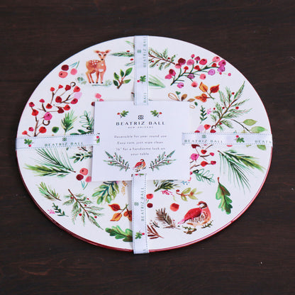 VIDA Happy Christmas Reversible 16&quot; Round Placemat