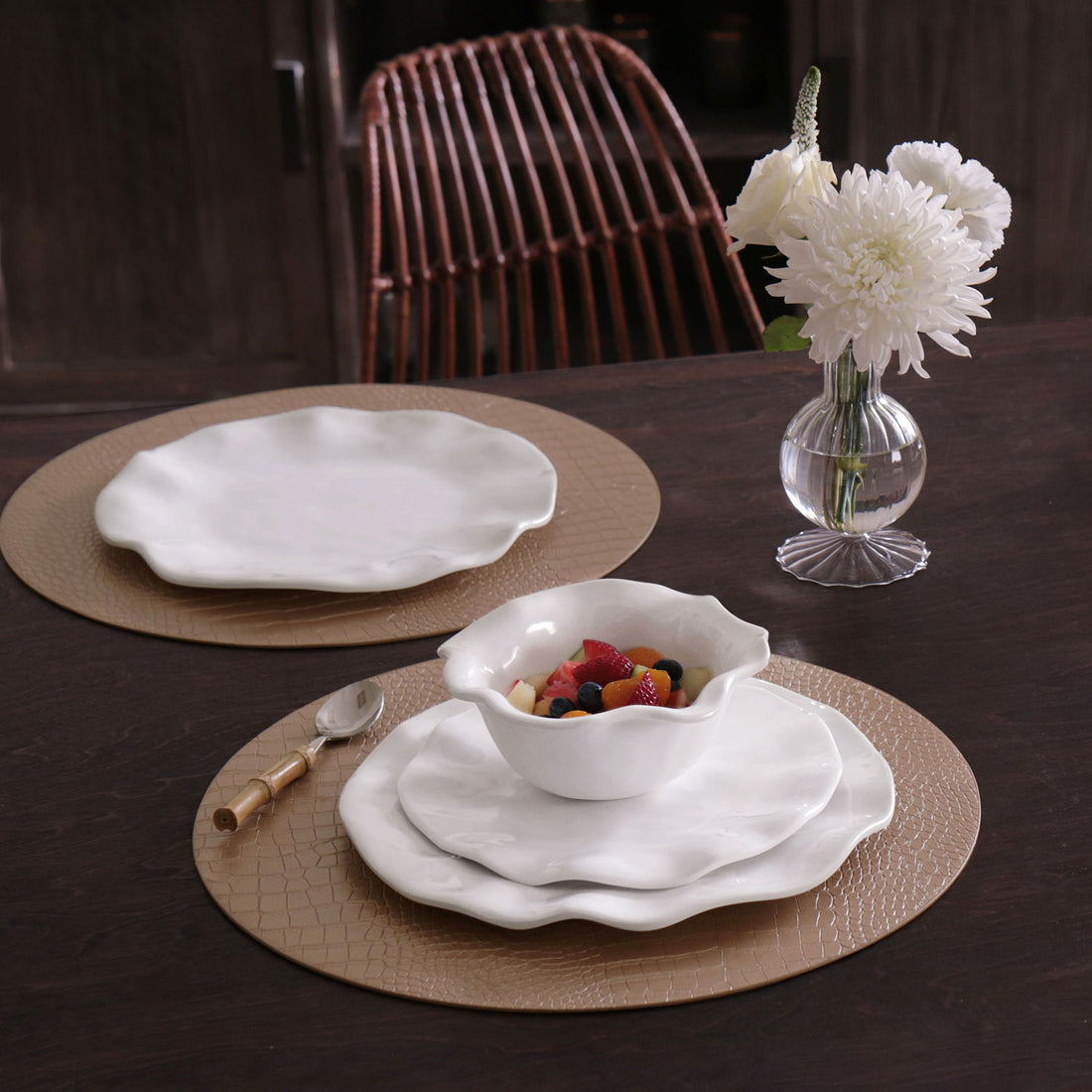 VIDA Havana 11&quot; Dinner Plate Set of 4 (White) SECONDS - NON REFUNDABLE