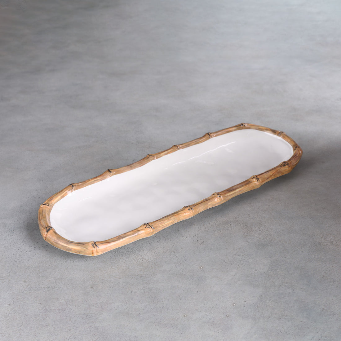 VIDA Bamboo Baguette Platter (White and Natural)