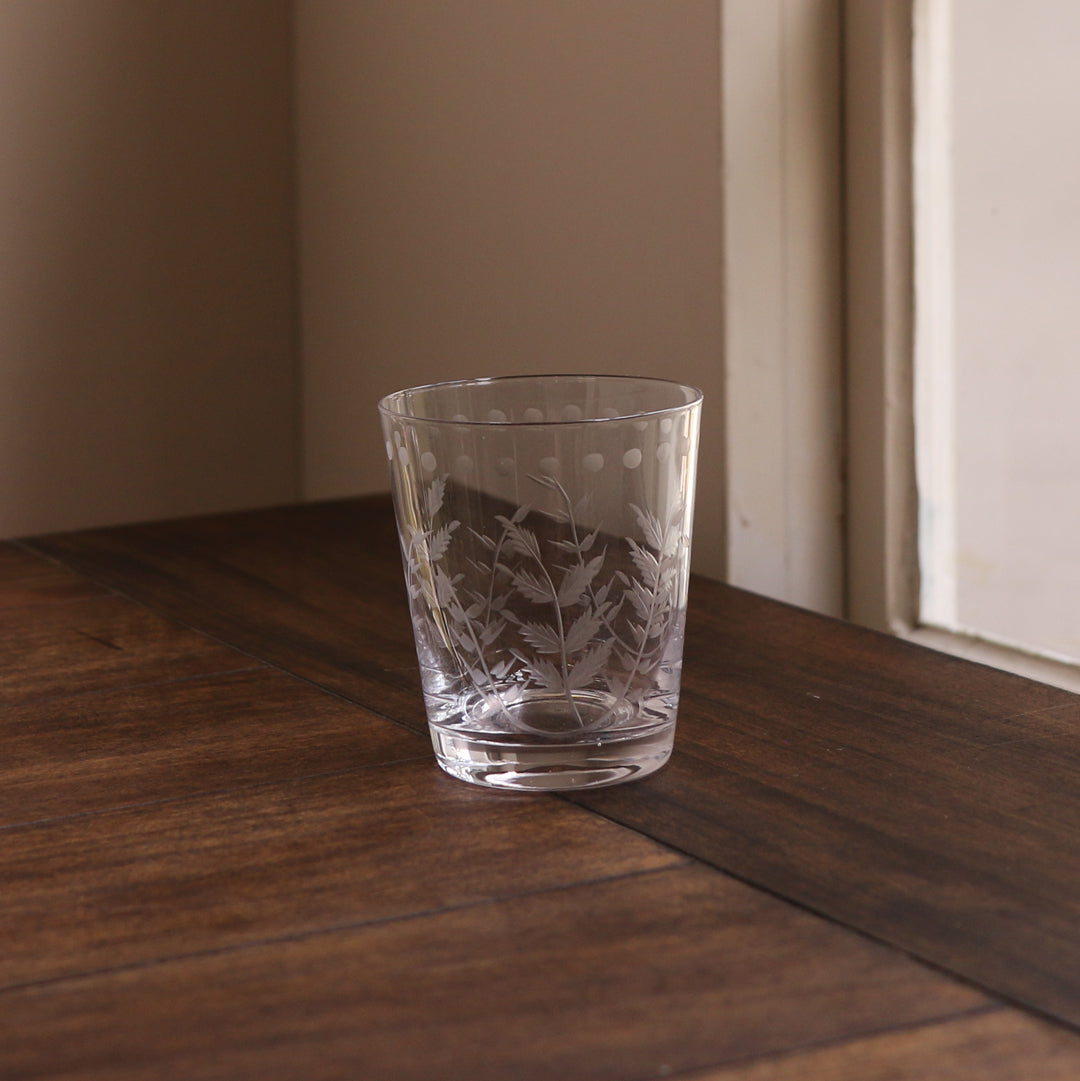 Etched Short Glass - Clear Flower