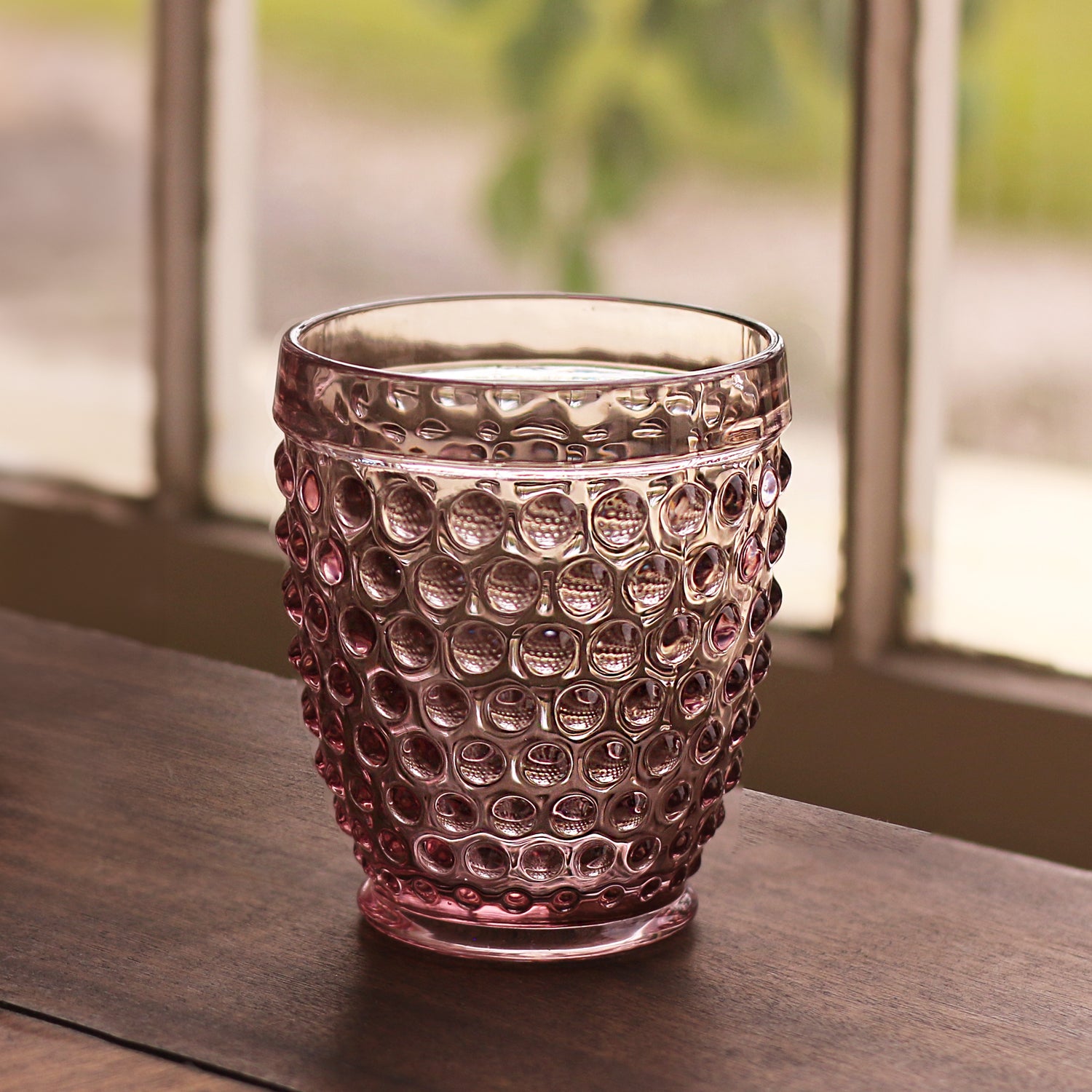 GLASS Hobnail Double Old Fashioned Set of 4 (Light Purple)