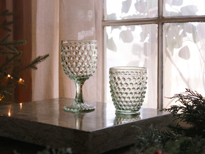 GLASS Hobnail All Purpose Set of 4 (Moss Green)