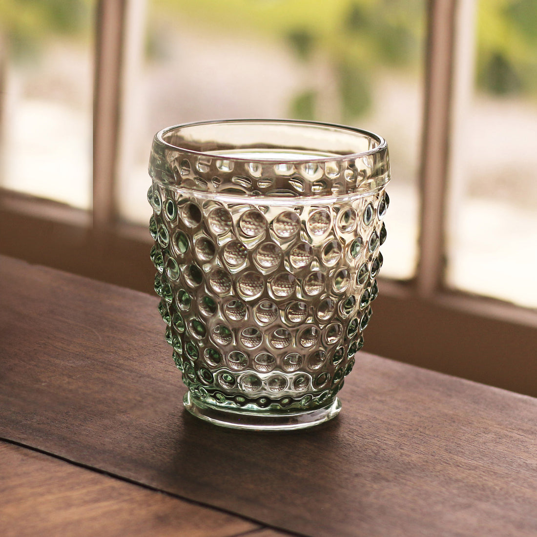 GLASS Hobnail Double Old Fashioned Set of 4 (Moss Green)