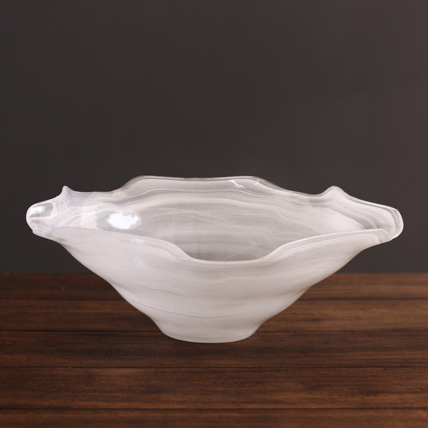 GLASS Alabaster Wave Large Bowl (White)