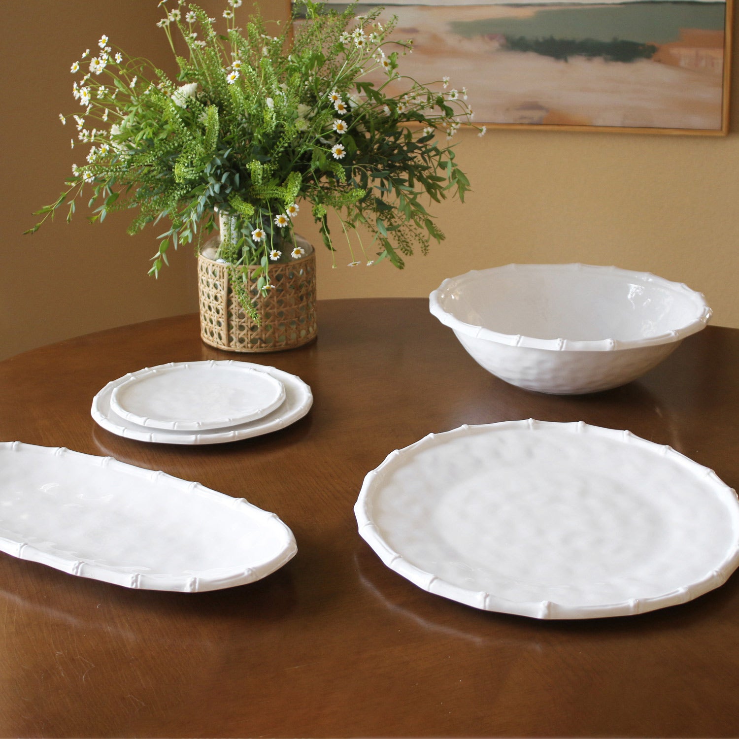 VIDA Bamboo Round Platter (White)
