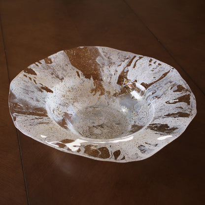 GLASS Decorative Bowl (White and Gold)