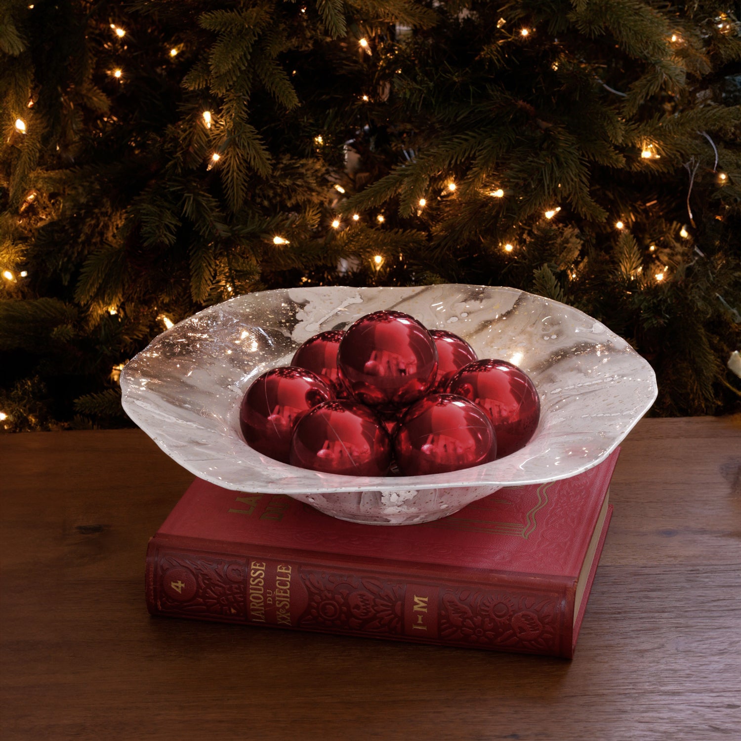 GLASS Decorative Bowl (White and Gold)