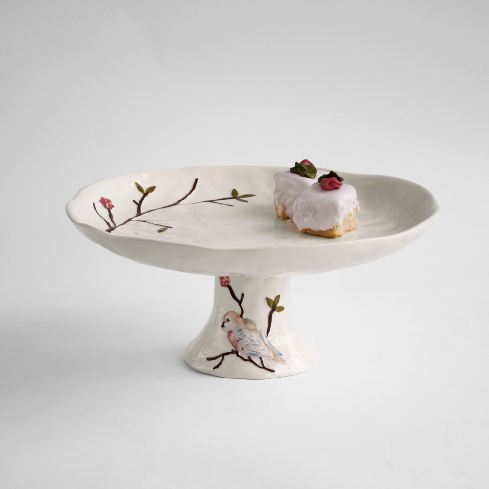 beatriz-ball-ceramic-bird-on-branch-pedestal-cake-plate-multi