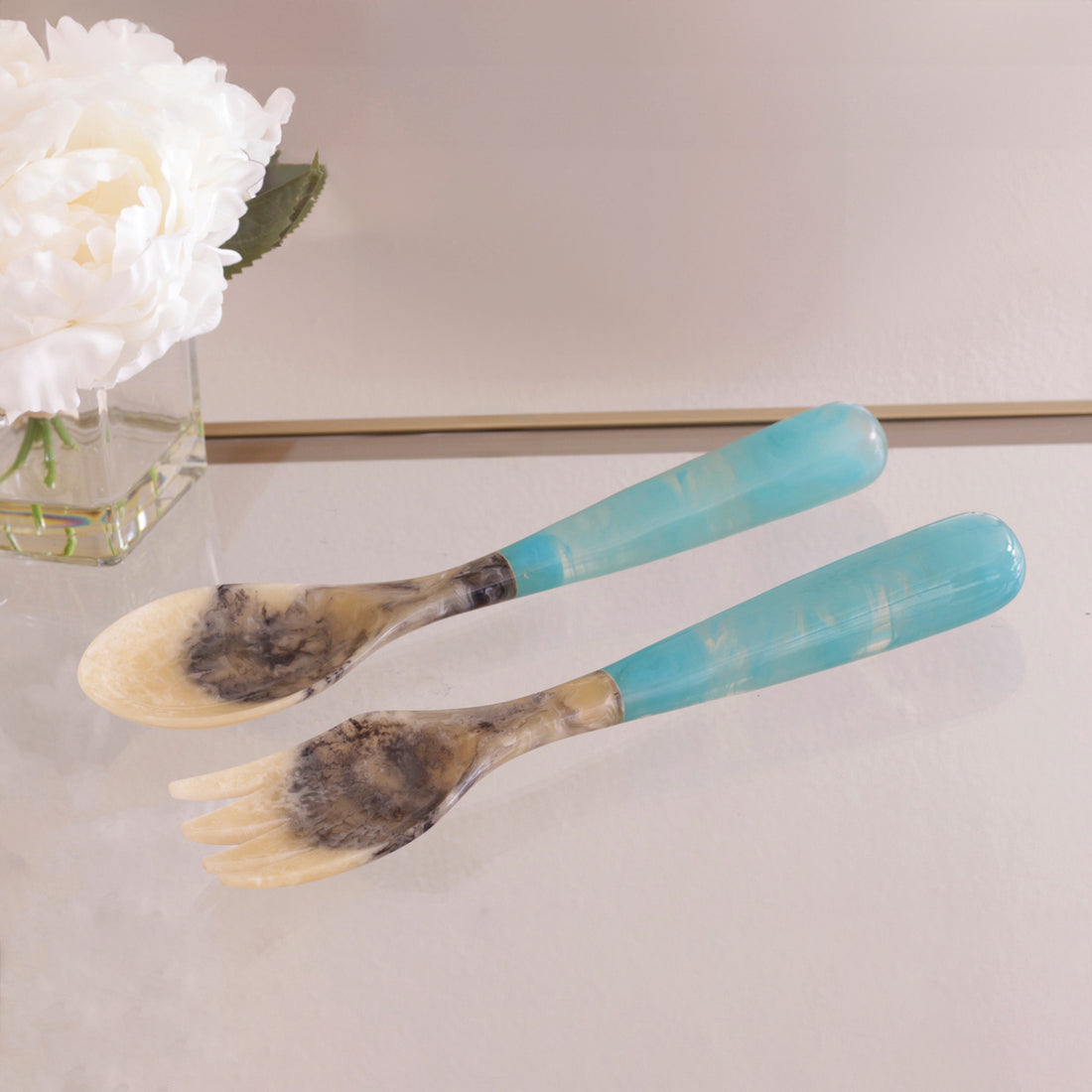 VIDA Resin Salad Servers (Light Blue) SECONDS - NON REFUNDABLE