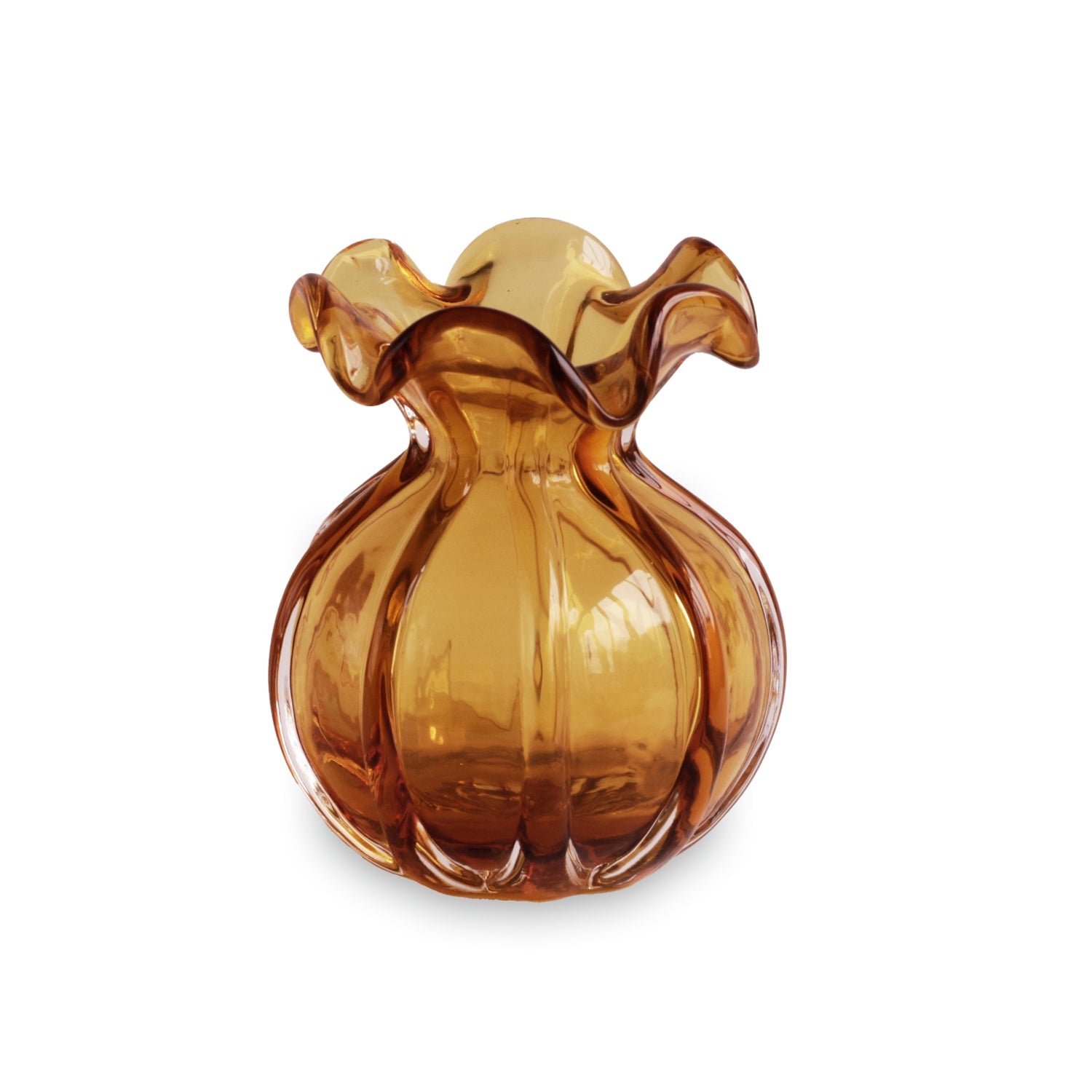 GLASS Vento Medium Round Bud Vase (Amber)