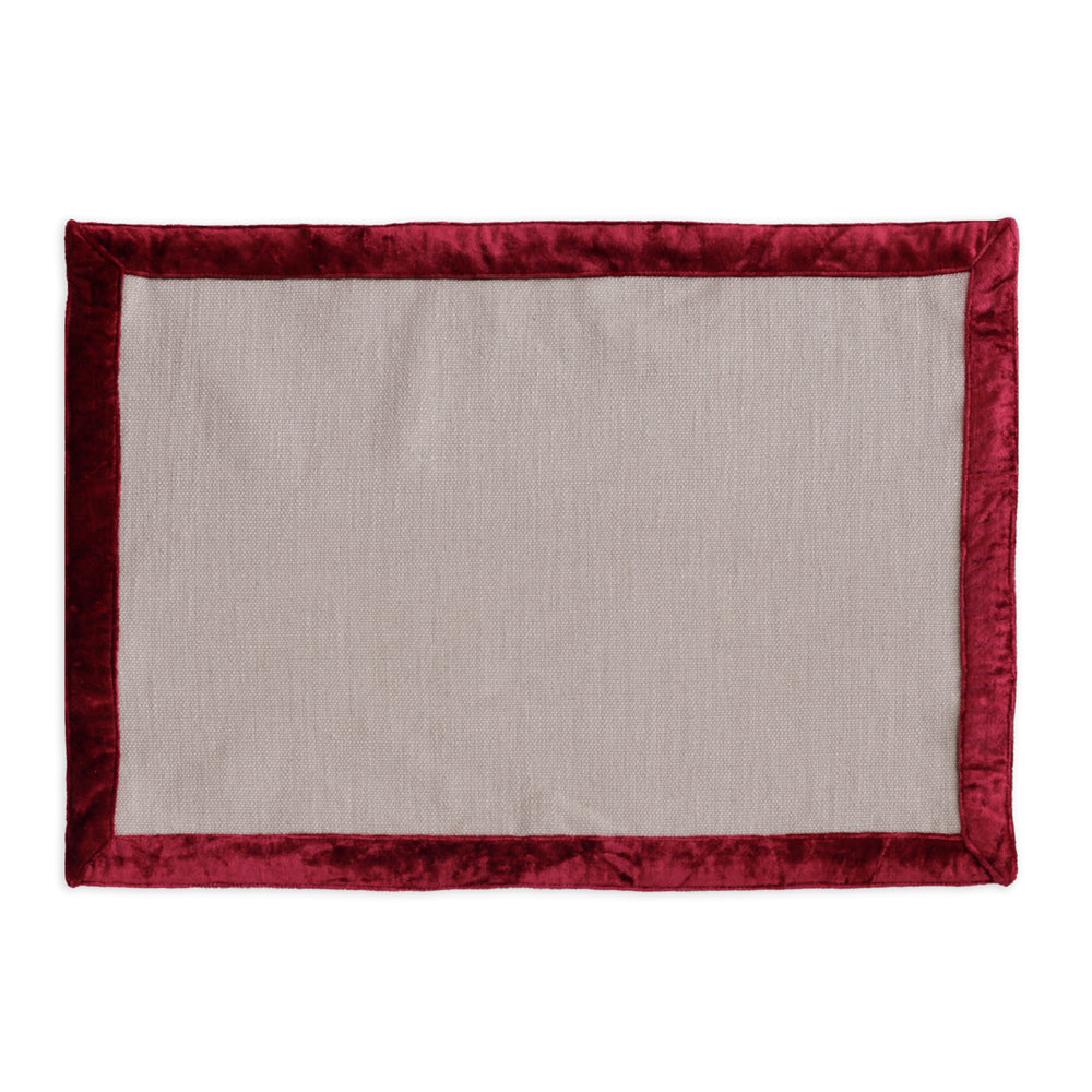 LINENS Velluto Placemats with Border Set of 4 Beige and Red