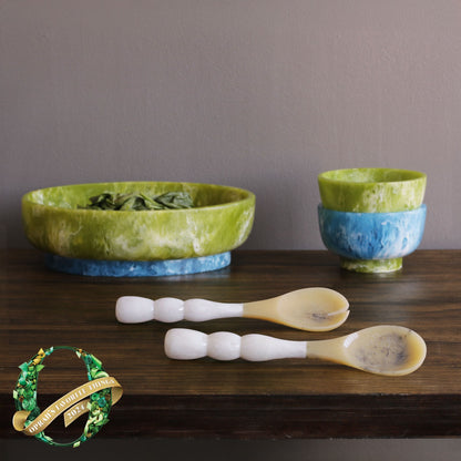 RESIN Rio Small Bowl with Base (Green and Blue)