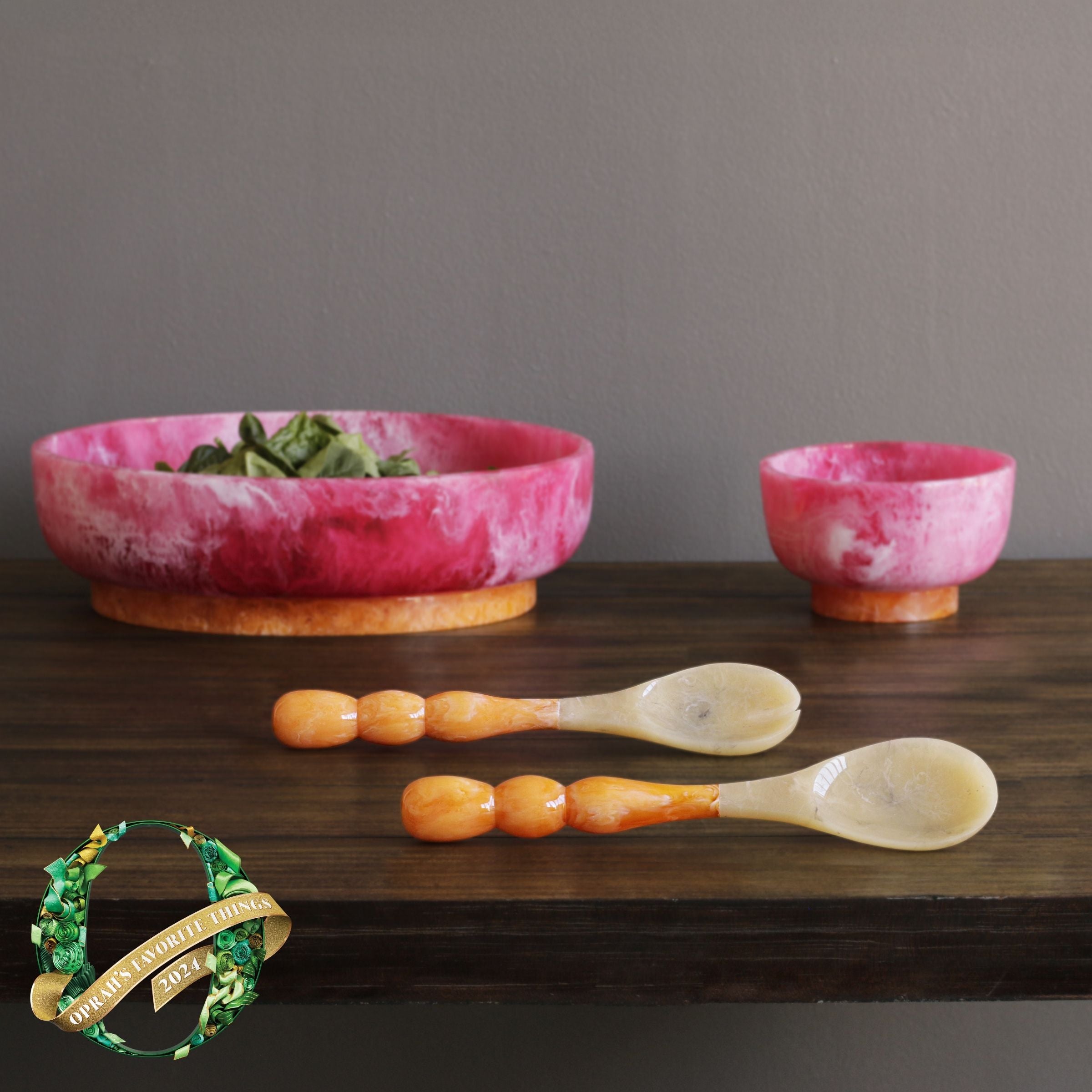 RESIN Rio Small Bowl with Base (Pink and Orange)