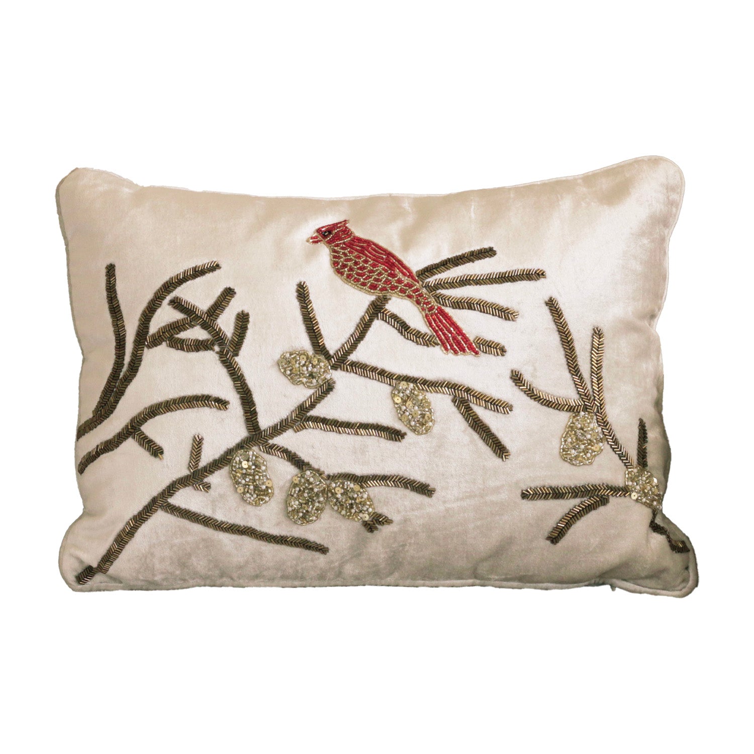 HOLIDAY Cardinal on Branch Throw Pillow Multi