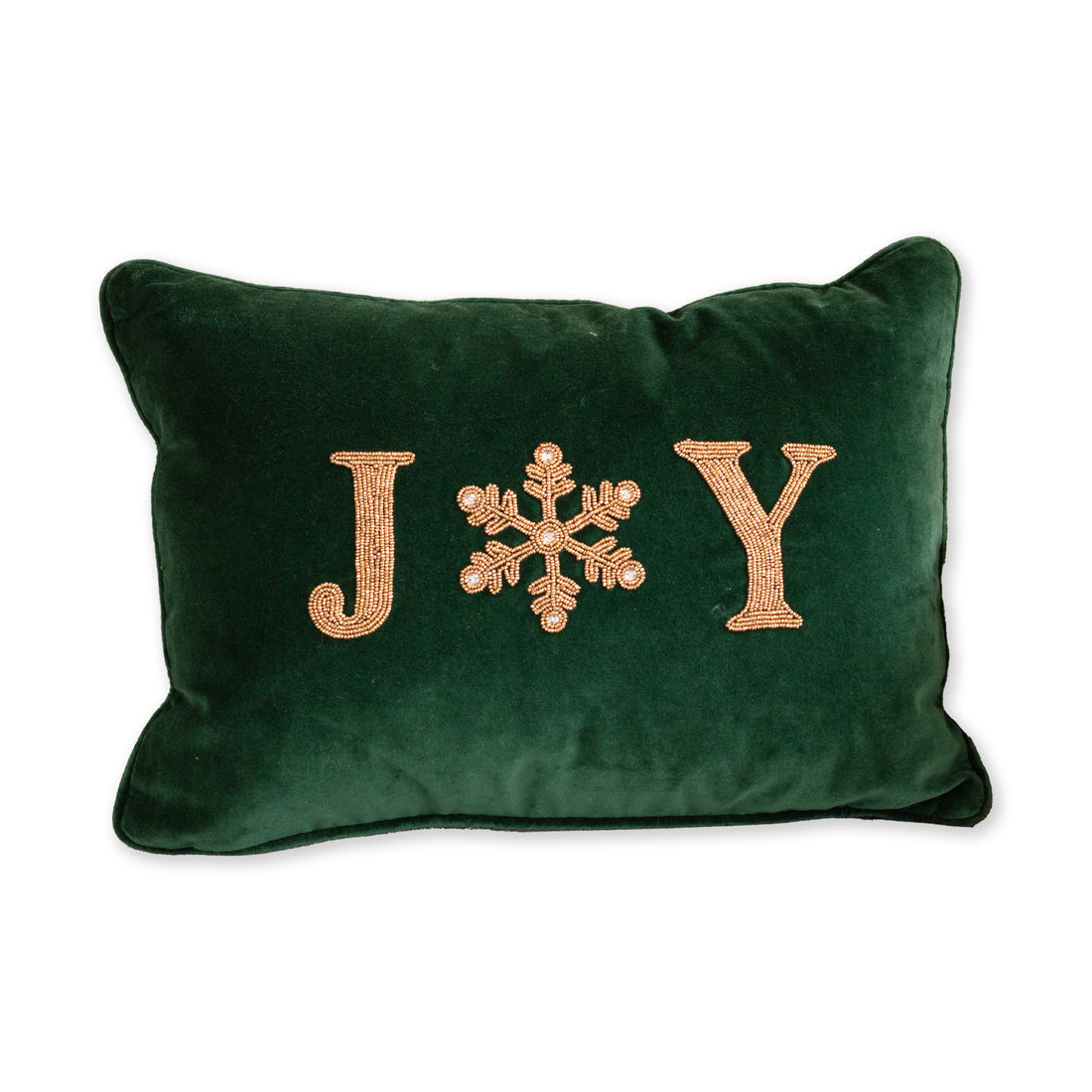 HOLIDAY Joy with Snowflake Throw Pillow Green and Gold
