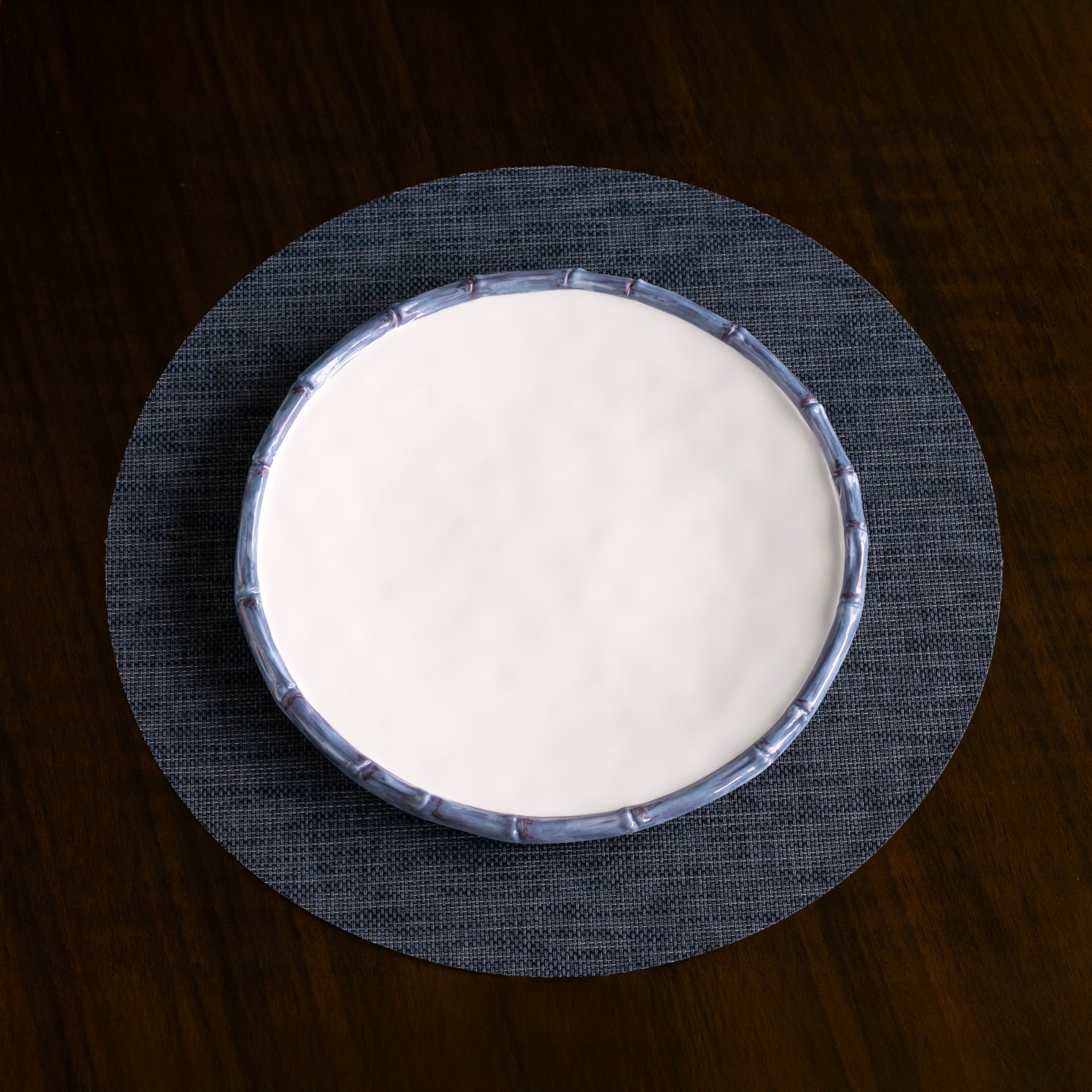 VIDA Bamboo 11" Dinner Plate Set of 4 (White and Blue)
