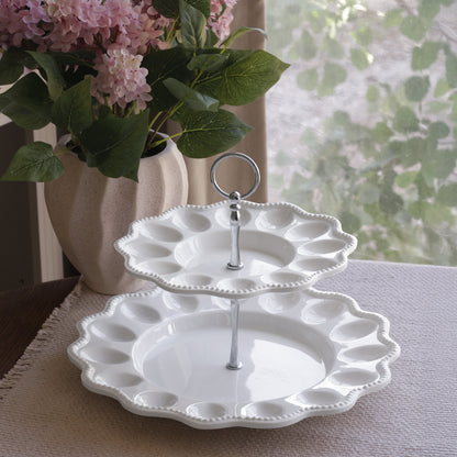 VIDA Alegria Two Tiered Egg Server White
