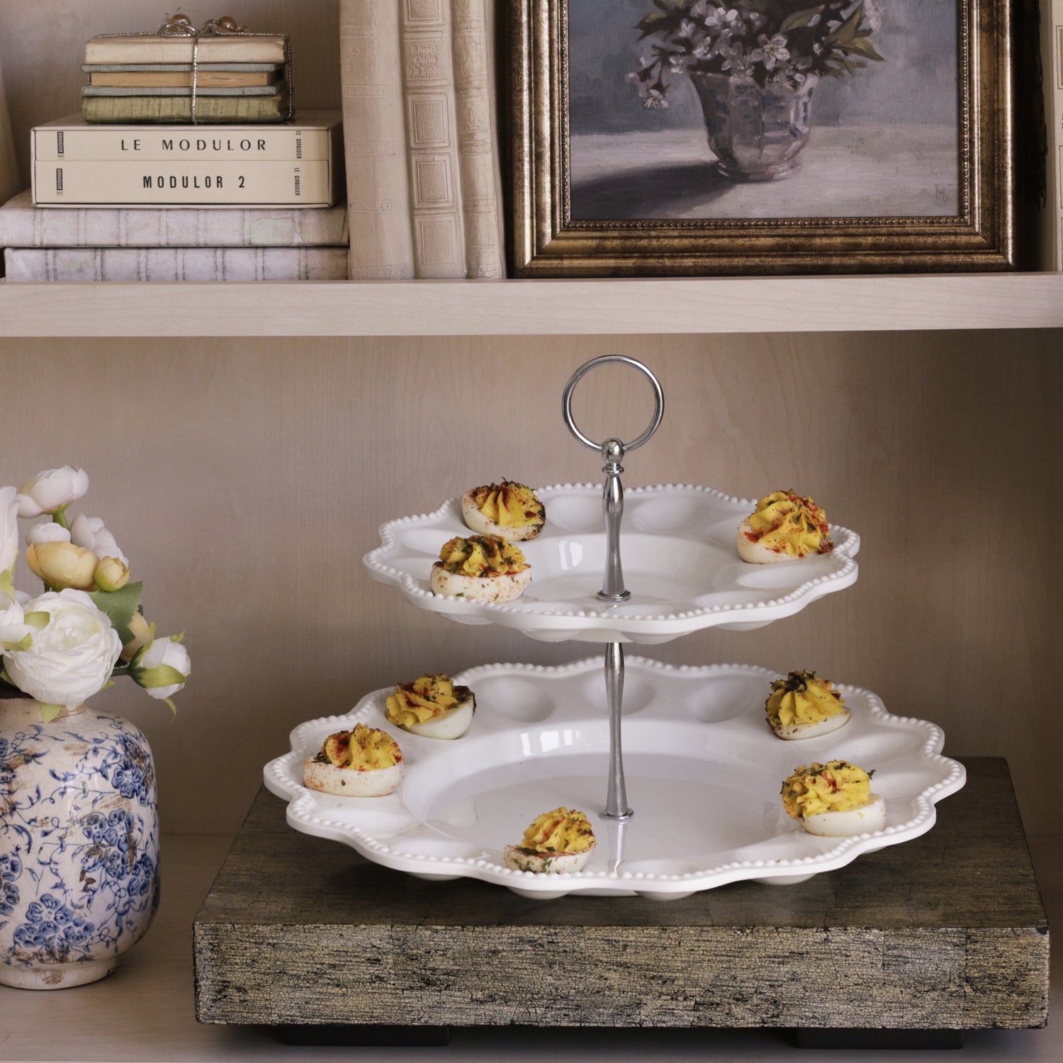 VIDA Alegria Two Tiered Egg Server White