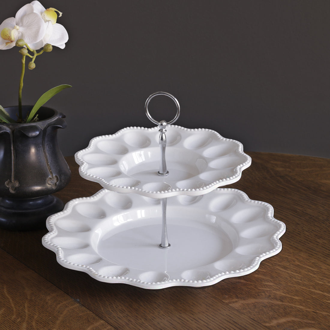 VIDA Alegria Two Tiered Egg Server White