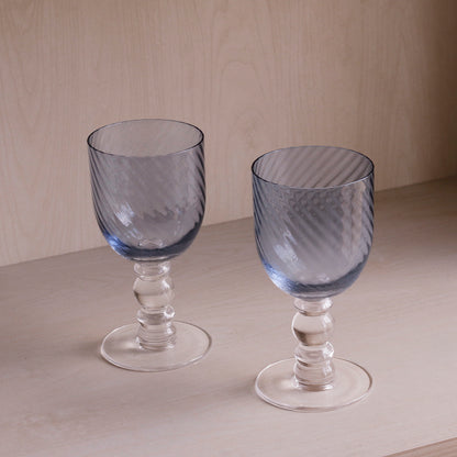 GLASS French Swirl Wine Set of 4 (Blue)