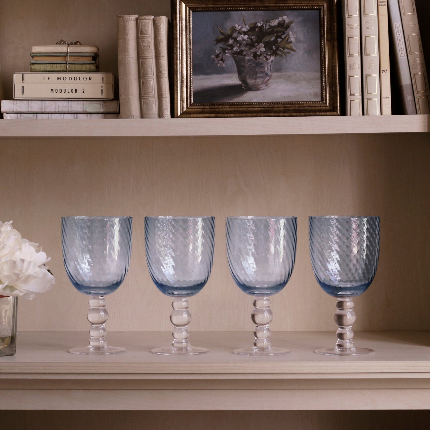 GLASS French Swirl All Purpose Set of 4 (Blue)