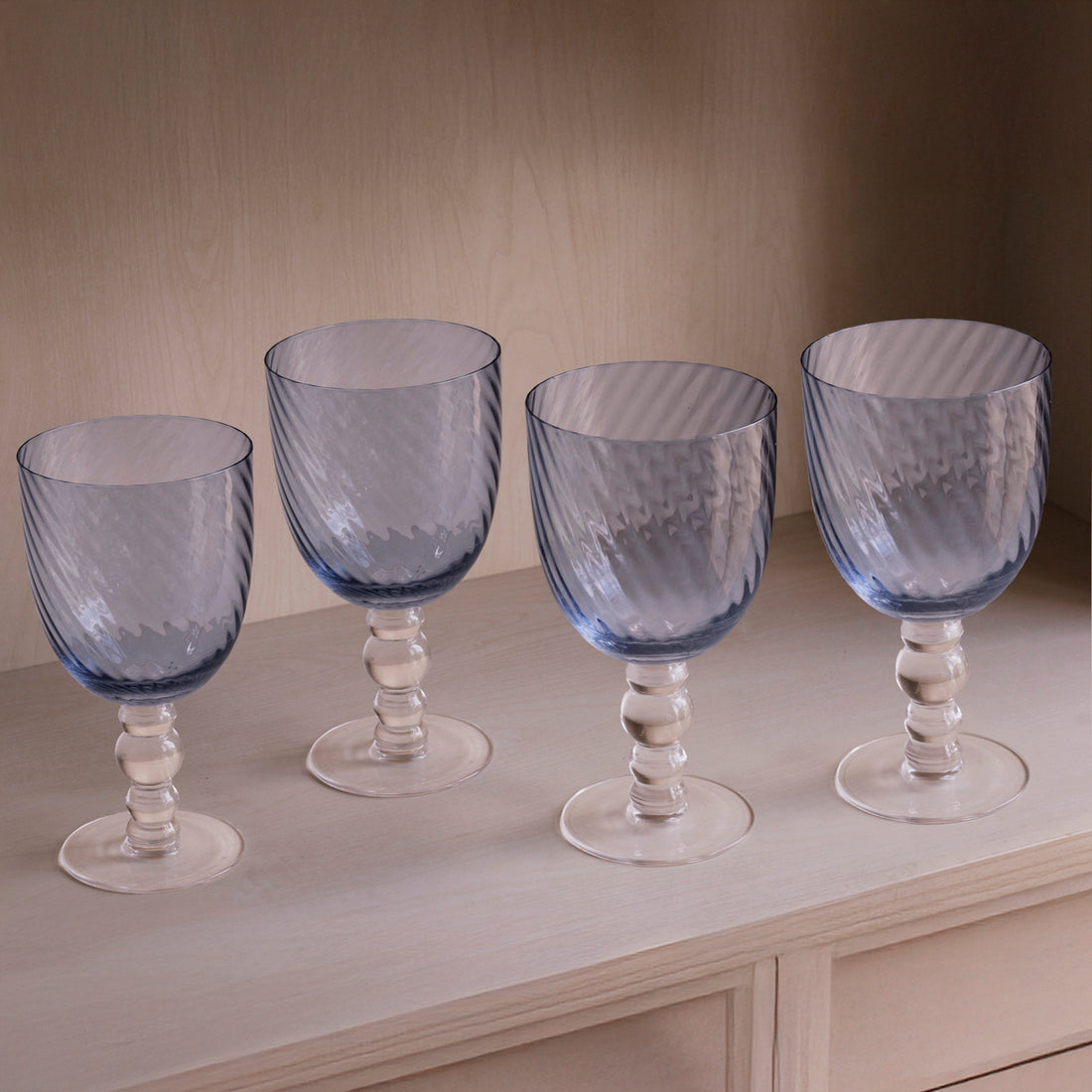 GLASS French Swirl All Purpose Set of 4 (Blue)
