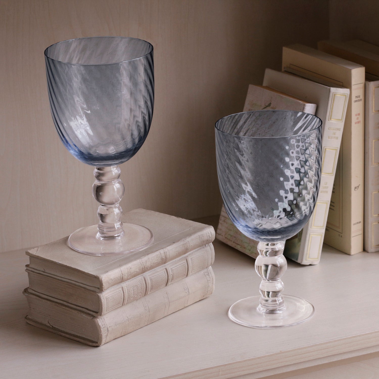 GLASS French Swirl All Purpose Set of 4 (Blue)