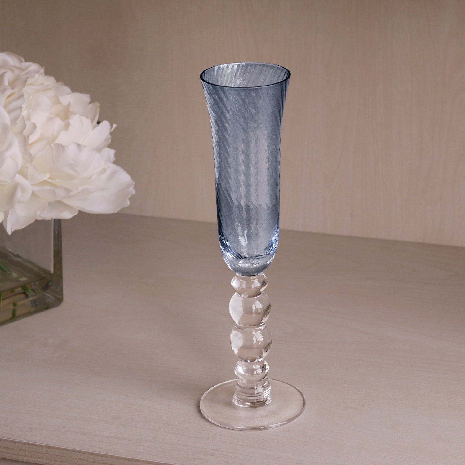 GLASS French Swirl Champagne Flute Set of 4 (Blue)
