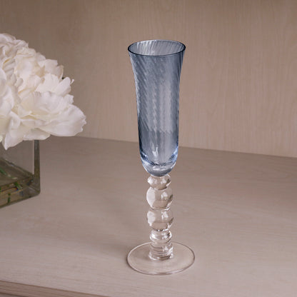 GLASS French Swirl Champagne Flute Set of 4 (Blue)