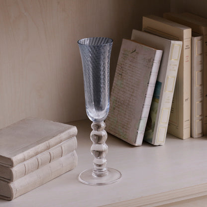 GLASS French Swirl Champagne Flute Set of 4 (Blue)