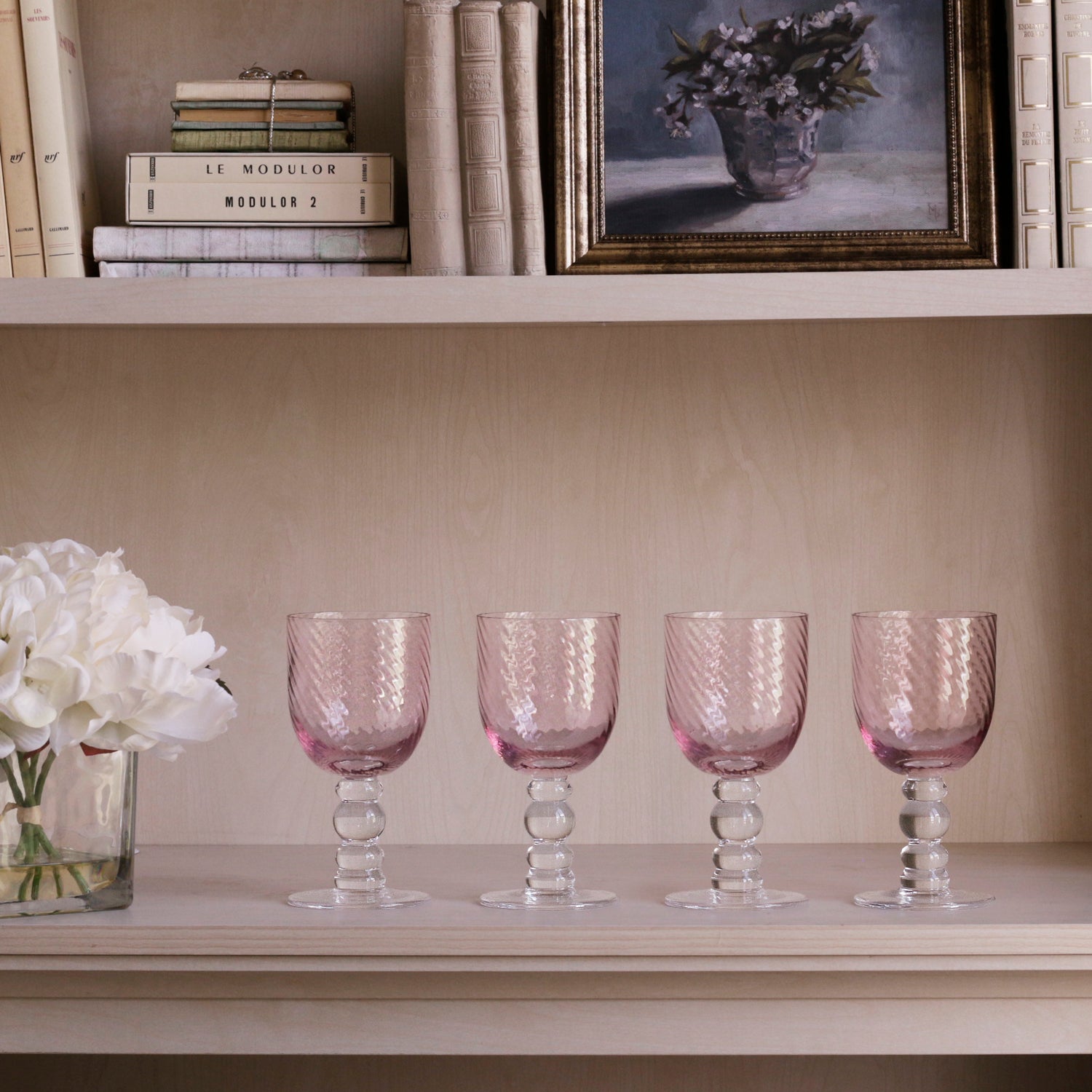 GLASS French Swirl Wine Set of 4 (Pink)