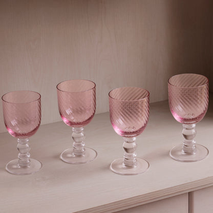 GLASS French Swirl Wine Set of 4 (Pink)