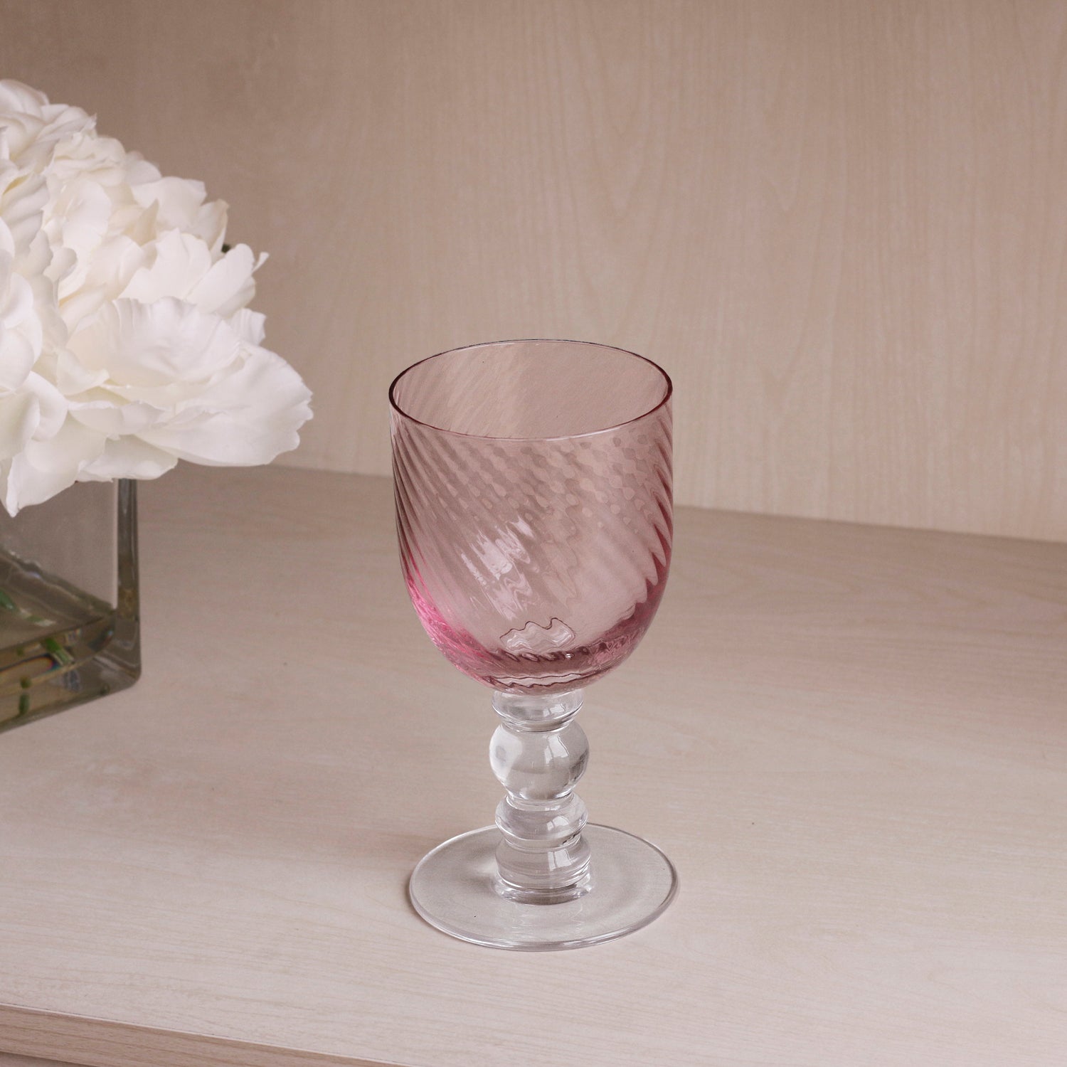 GLASS French Swirl Wine Set of 4 (Pink)