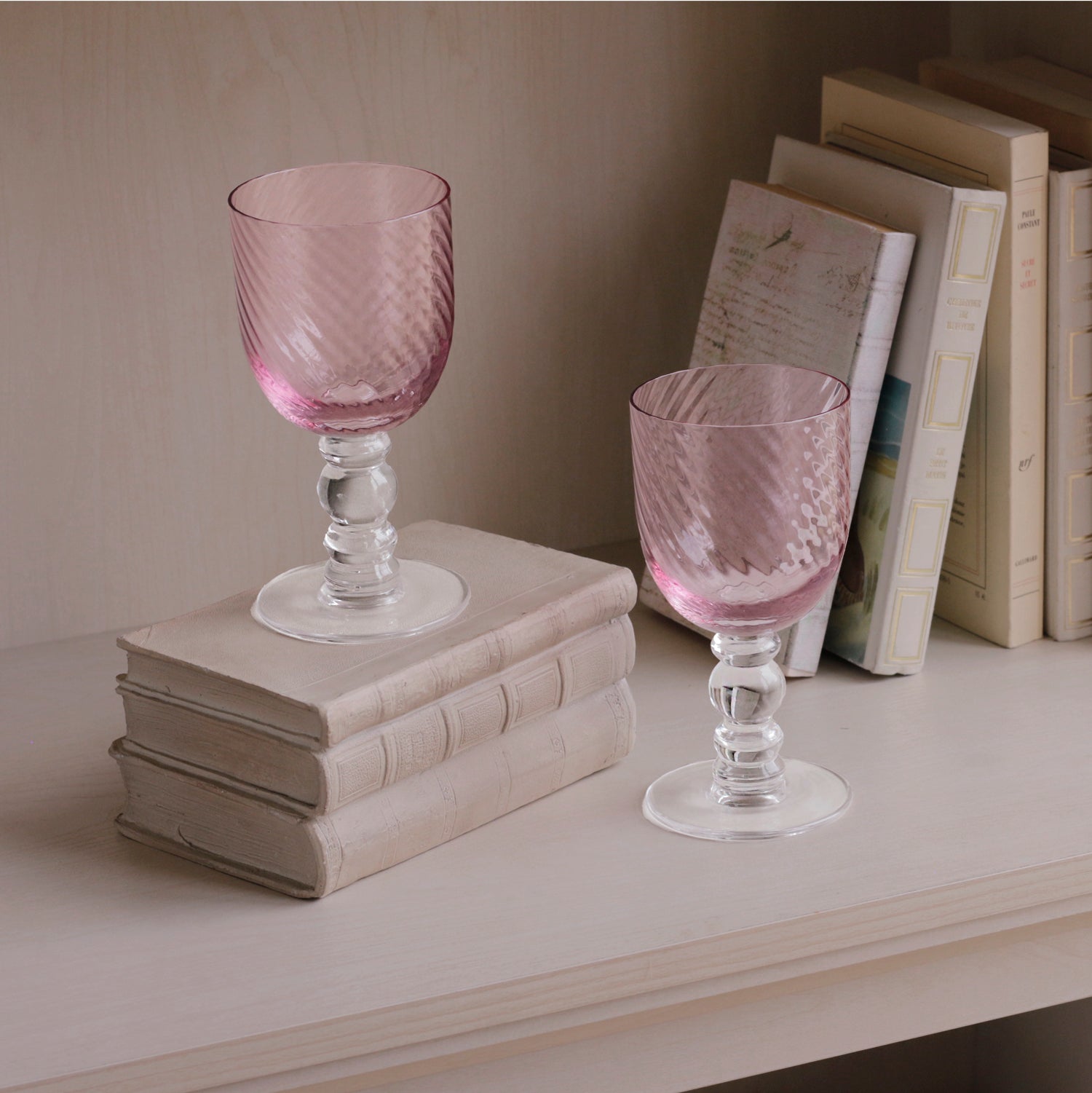 GLASS French Swirl Wine Set of 4 (Pink)