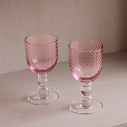 GLASS French Swirl Wine Set of 4 (Pink)