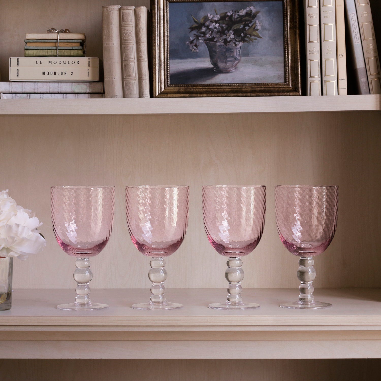 GLASS French Swirl All Purpose Set of 4 (Pink)