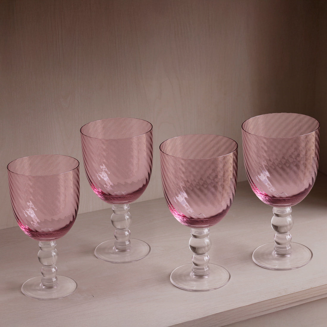 GLASS French Swirl All Purpose Set of 4 (Pink)