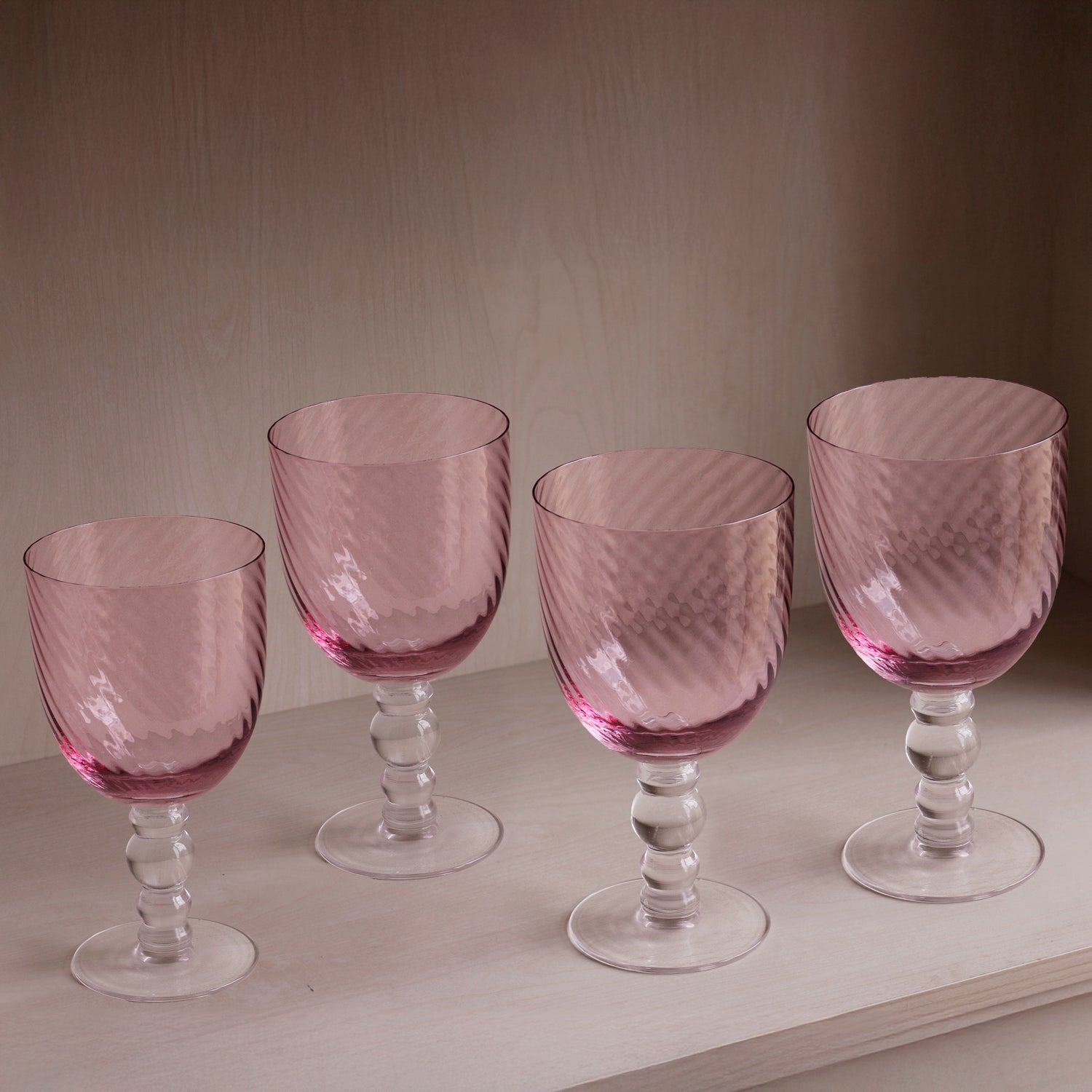 GLASS French Swirl All Purpose Set of 4 (Pink)