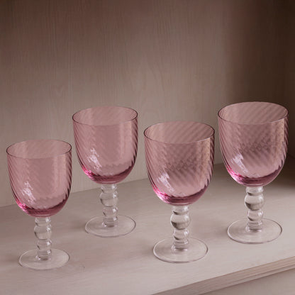GLASS French Swirl All Purpose Set of 4 (Pink)
